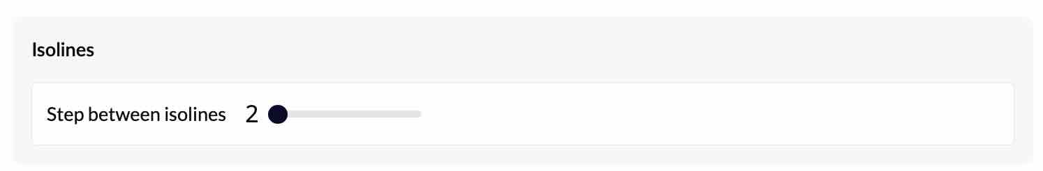 Rendering preferences showing Step between isolines set to 2