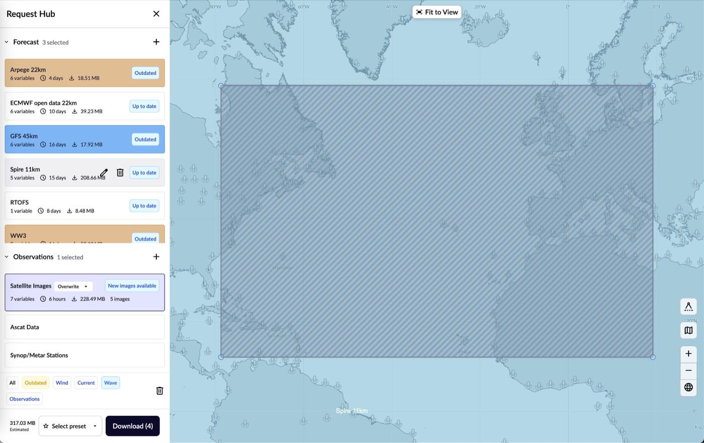 The Request Hub interface